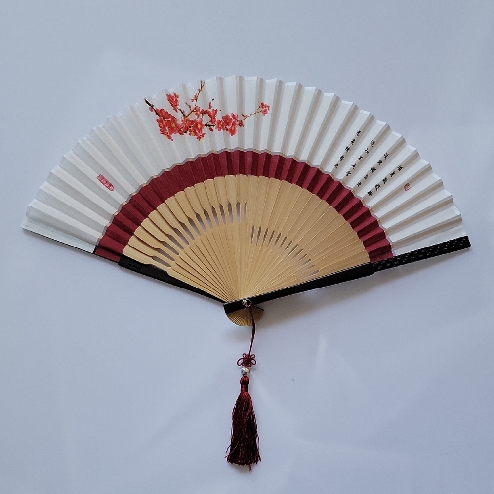 Elegant Handheld Fan with Cherry Blossom Design